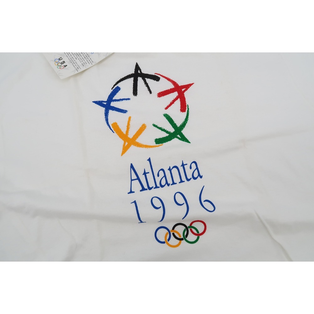 Vintage Atlanta 1996 Olympics Shirt XL White Hanes Beefy-T USA Single Stitch NEW - Picture 4 of 7